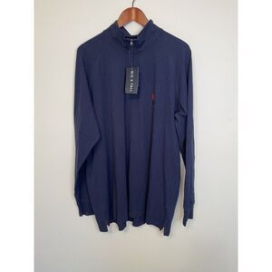 Chaps Mens Shirt 1/4 zip pullover XLT Tall Navy Mock‎ Neck New
